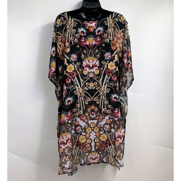 Becca By Rebecca Virtue Floral V Neck Relaxed Swim Cover Size 2X - Picture 2 of 12